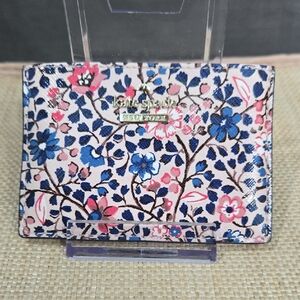 Kate Spade Floral Card Holder in Blue & Pink